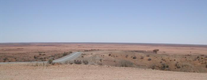 The view from Mundi Mundi lookout, north-west of Broken Hill in the area reached by Mitchell in his travels. Photo by Sue