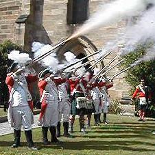 Flintlocks firing, Garrision Church, Sydney, 4th August 2002